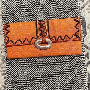 Hannah’s Handmade Handbags Orange Straw Clutch